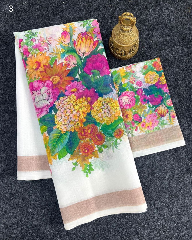 MG 437 Plain Linen Digital Printed Non Catalog Sarees Wholesale Shop In Surat